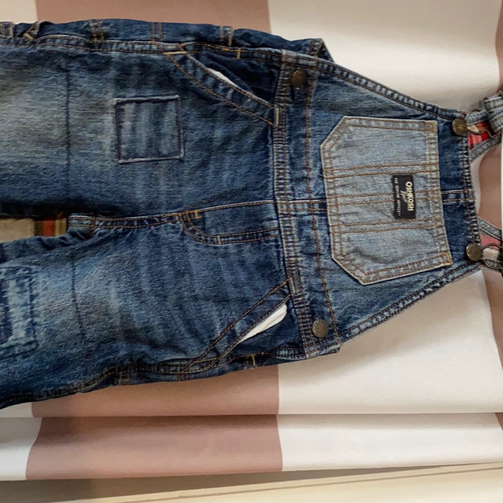 Oshkosh denim overalls with plaid insulated